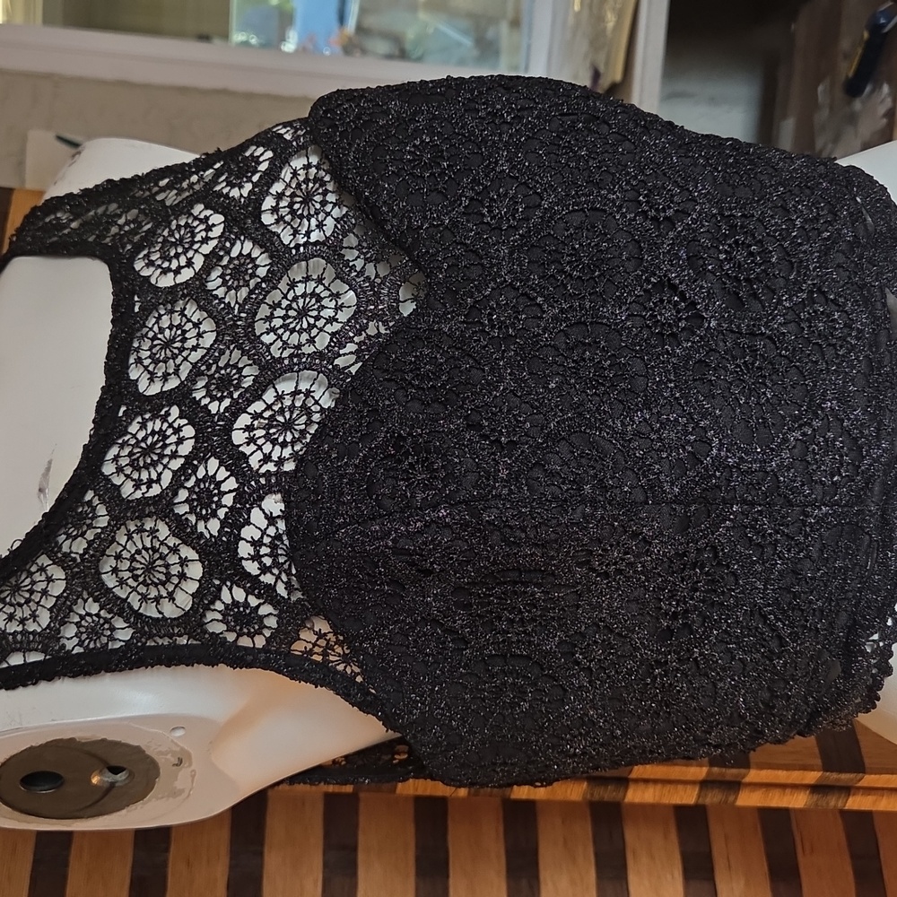 Evening Lace Metallic Crochet Crop Top